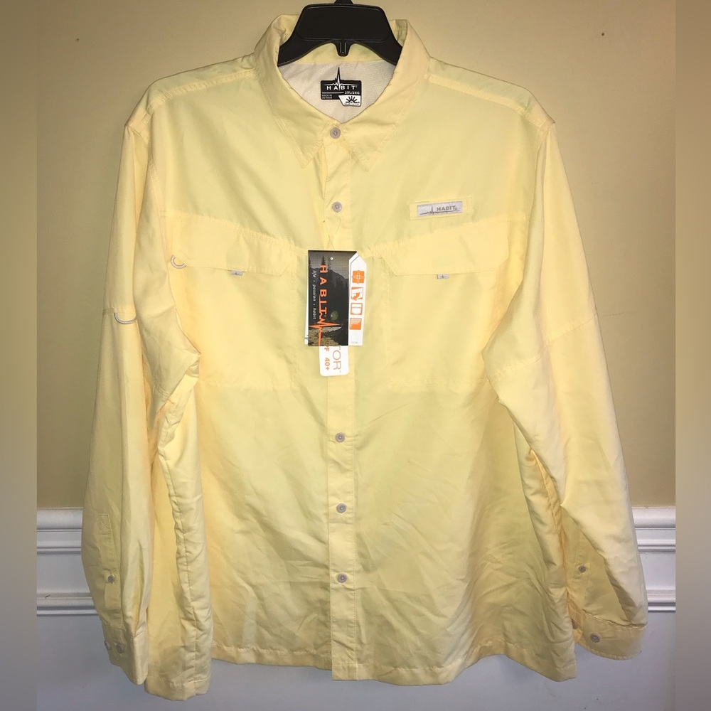 NWT! Habit River Guide Solar Factor SPF 40 Long Sleeve Fishing Shirt size 2XL
